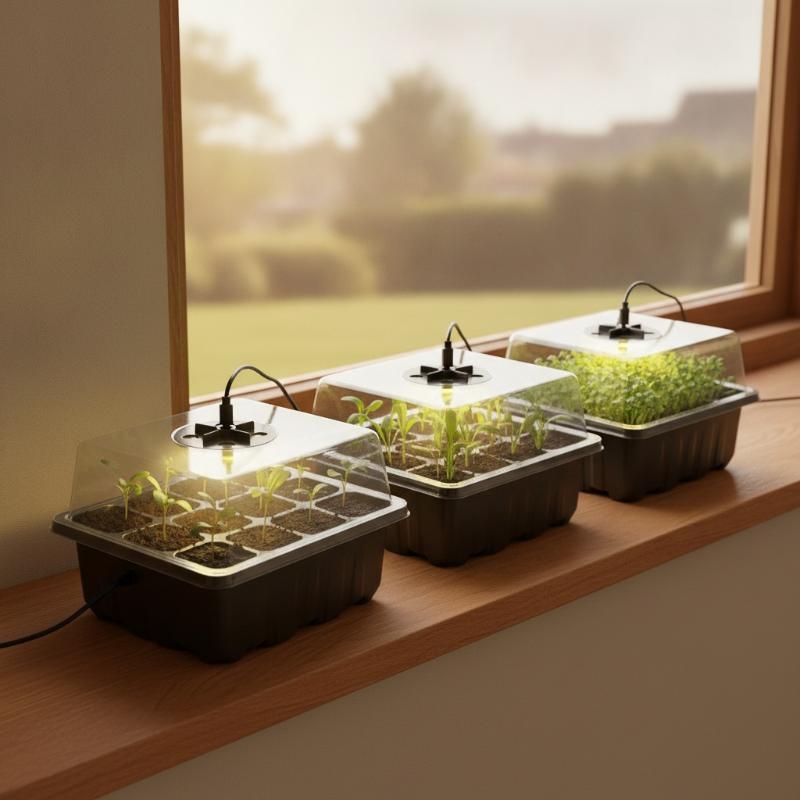 Humidity Dome Kit - 6/12-Zellen-Anzuchtschale für zu Hause mit Wachstumslicht,